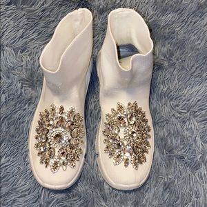 White Siren Rhinestone Sock Sneakers